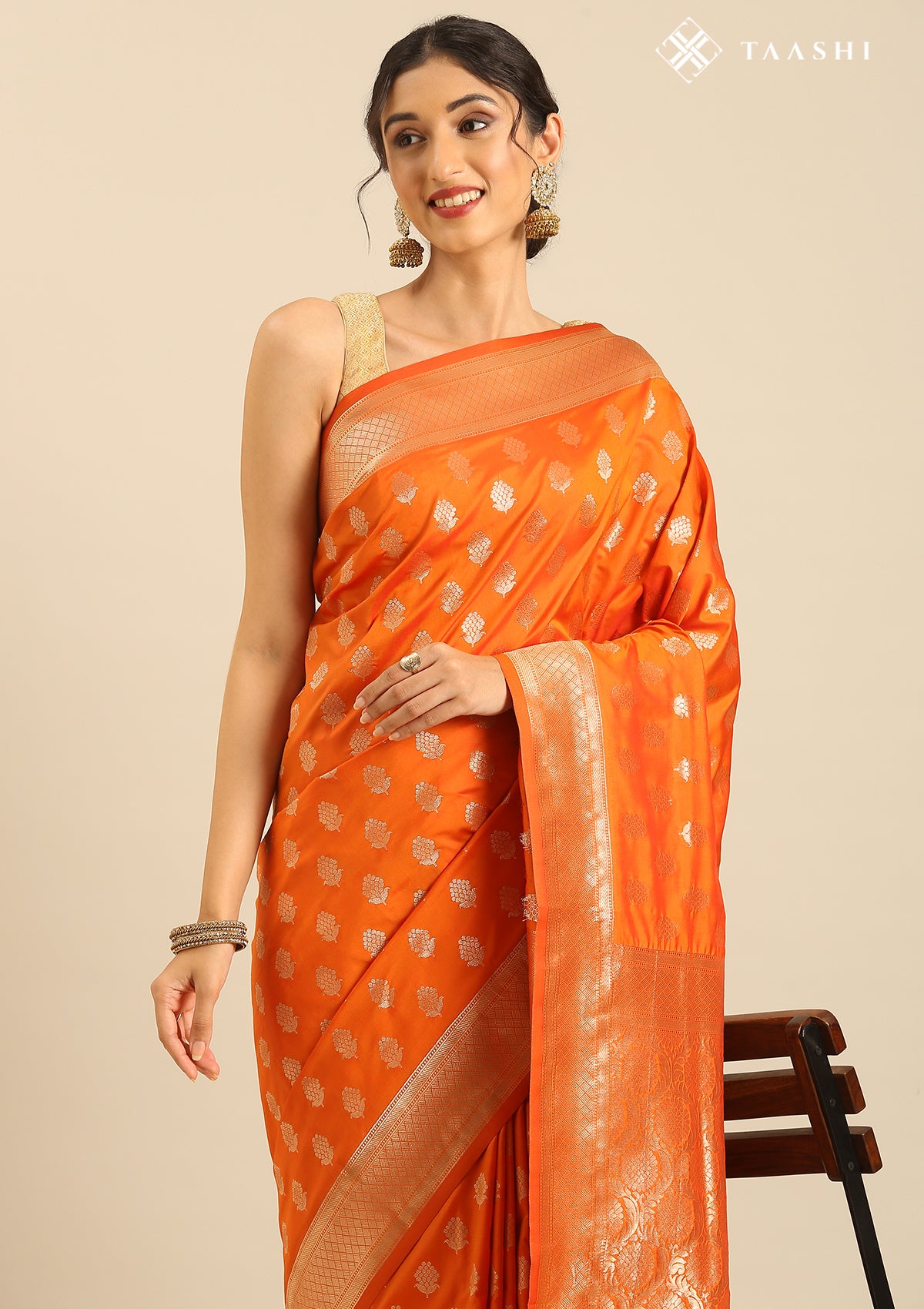 Orange Art Silk Saree