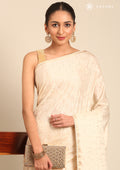 Cream Fancy Embroidery Tussar Saree - Taashi