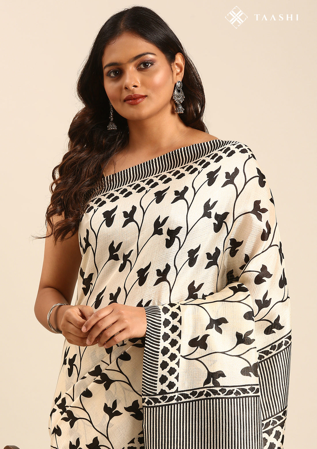 Tussar X Black Printed Art Tussar Matka Silk Saree