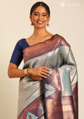 Turquoise Color Tissue Brocade Weaving Silk Saree - Taashi