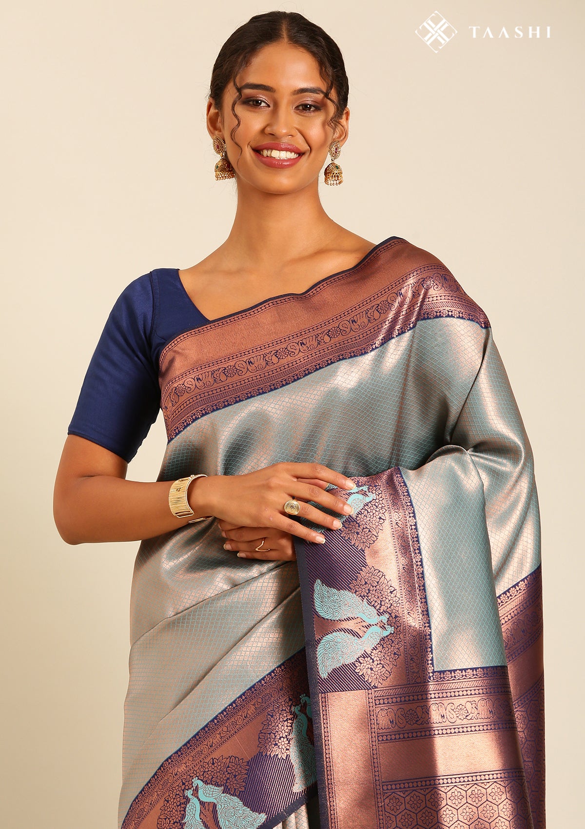 Green Saree With Gold Zari