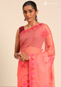 Peach Kasuti Pattern Woven Tussar saree - Taashi