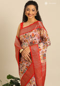 Dusty Pink Traditional Printed Silk Saree - Taashi