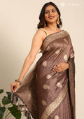 Mocha Mousse Floral Butta Pattern Tussar Saree - Taashi