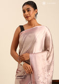 Dusty Pink Zigzag Leheriya Printed Satin Saree - Taashi