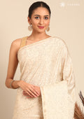 Cream Fancy Embroidery Tussar Saree - Taashi