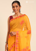 Yellow Kasuti Pattern Woven Tussar saree - Taashi