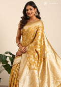 Mustard Jaal Woven Tussar Saree - Taashi