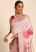 Mauve Floral Printed Tussar Saree - Taashi