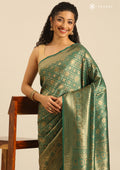 Emerald Green Banarasi Saree - Taashi