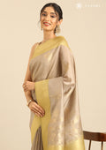 Khadi Color Leaf Woven Tussar Saree - Taashi