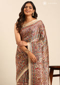 Tussar X Red Madhubani Printed Art Tussar Matka Silk Saree - Taashi
