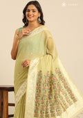 Pista Green Woven Butta Linen Saree - Taashi