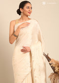 Cream Fancy Embroidery Tussar Saree - Taashi