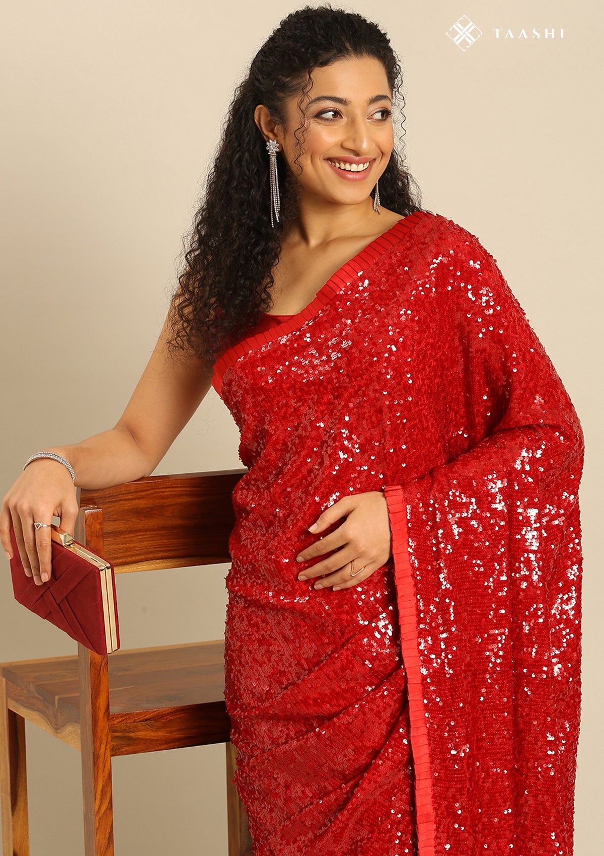 Red Chiffon Saree