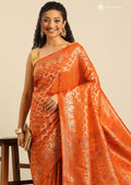 Burnt Orange Banarasi Saree - Taashi