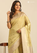 Pastel Green Leaf Woven Tussar Saree - Taashi