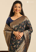 Dark Blue Banarsasi Saree - Taashi