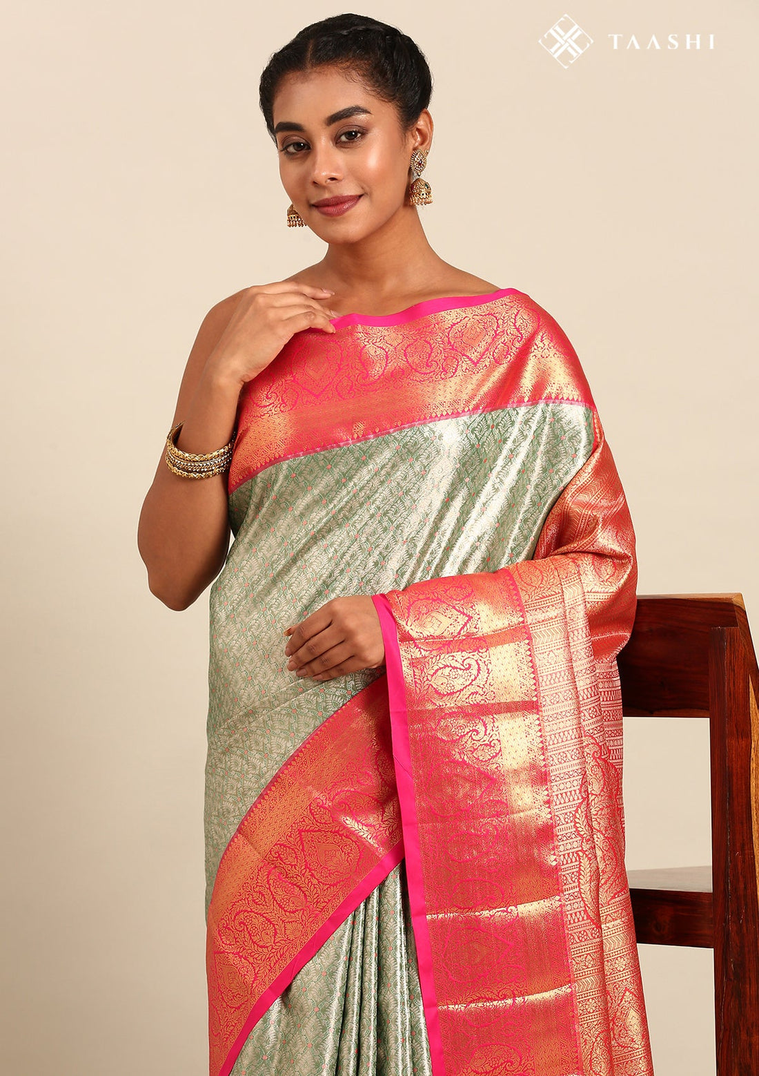 Leaf Green Silk Korvai Tissue Kanjivaram Weave Saree