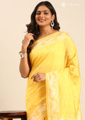 Yellow Stylised Ikat Pattern Tussar Saree - Taashi