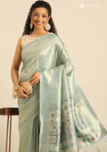Dusty Blue Banarasi Saree - Taashi