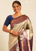 Sea Green Tissue Brocade Weaving Silk Saree - Taashi
