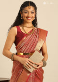 Maroon Jacquard Woven Kanchipuram Saree - Taashi