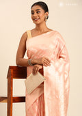 Pastel Peach Traditional Woven Tussar Saree - Taashi