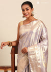 Lavender Silk Ottu Tissue Kanjivaram Weave Saree