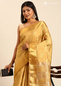 Golden Betel Leaf Woven Tussar Saree - Taashi
