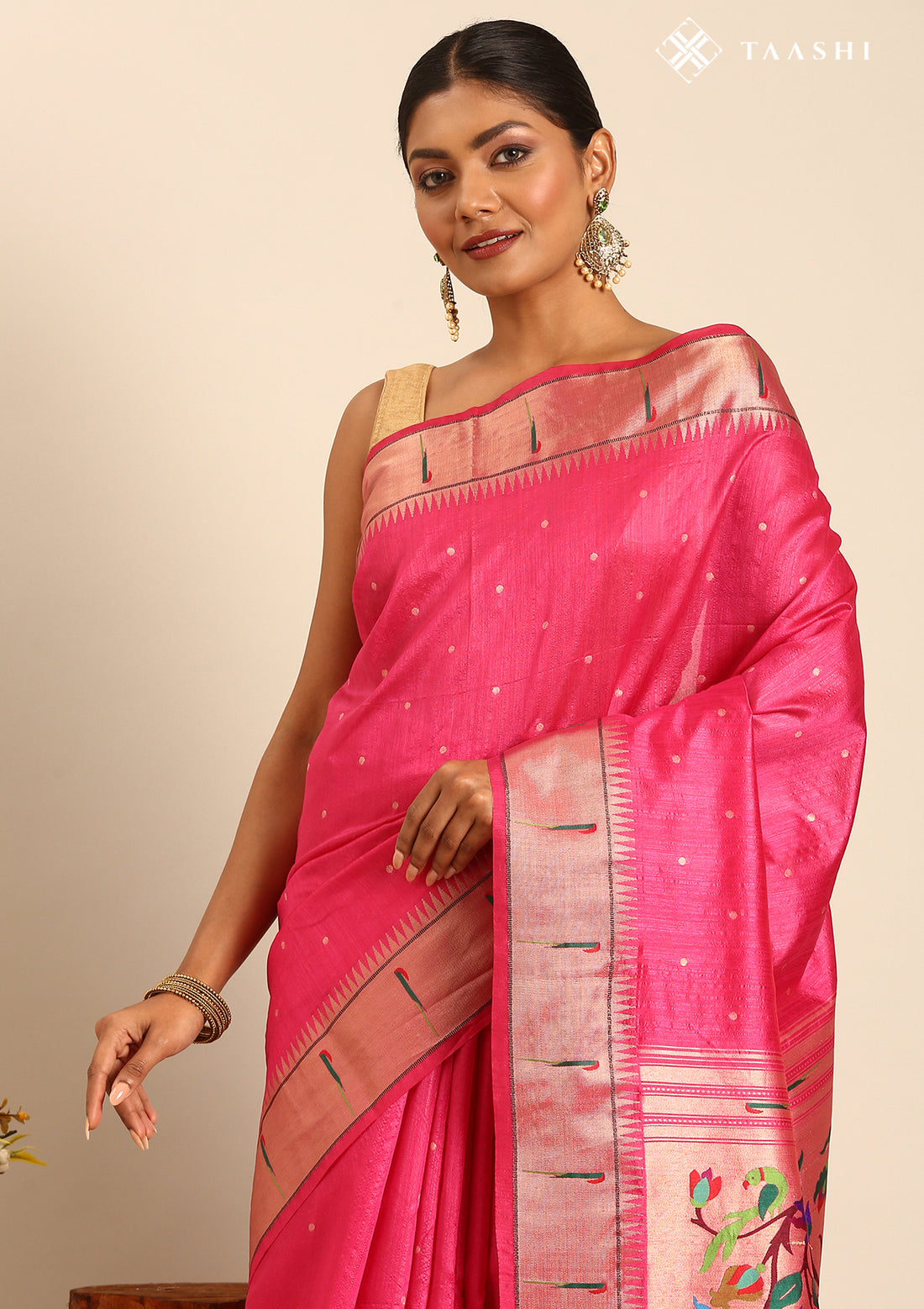 Pink Paithani Pattern Tussar Saree