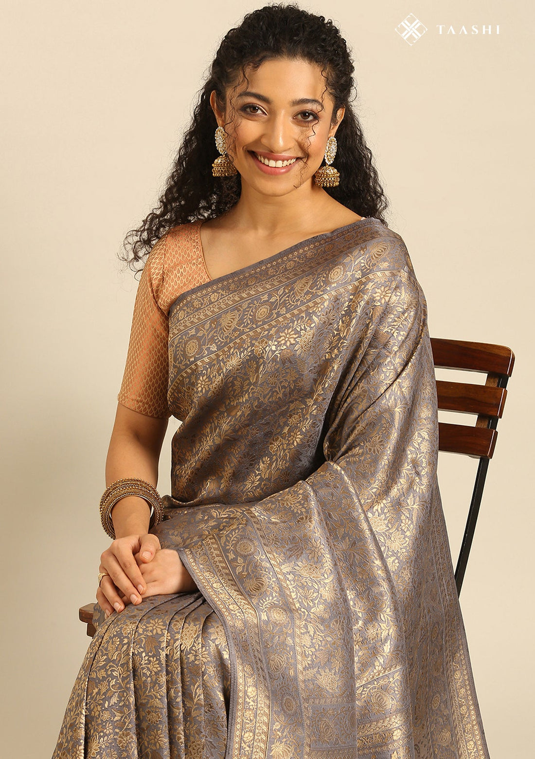 Grey Banarasi Silk Weave Saree
