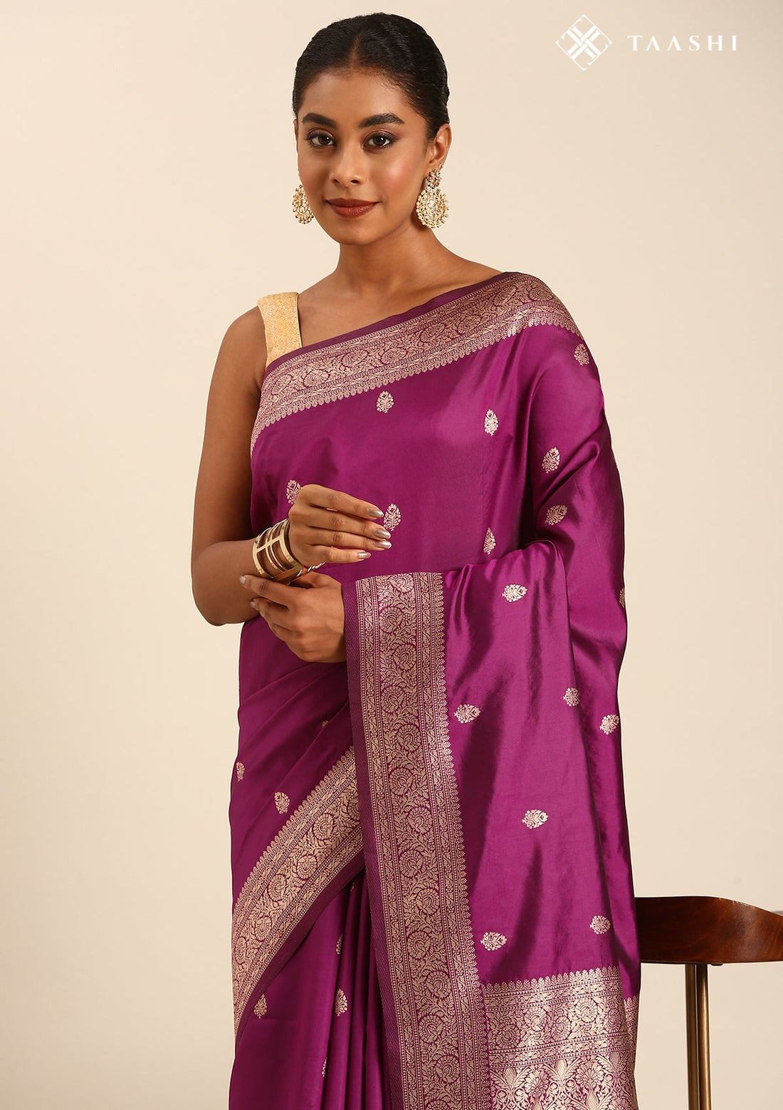 Purple Silk Satin Weave Saree