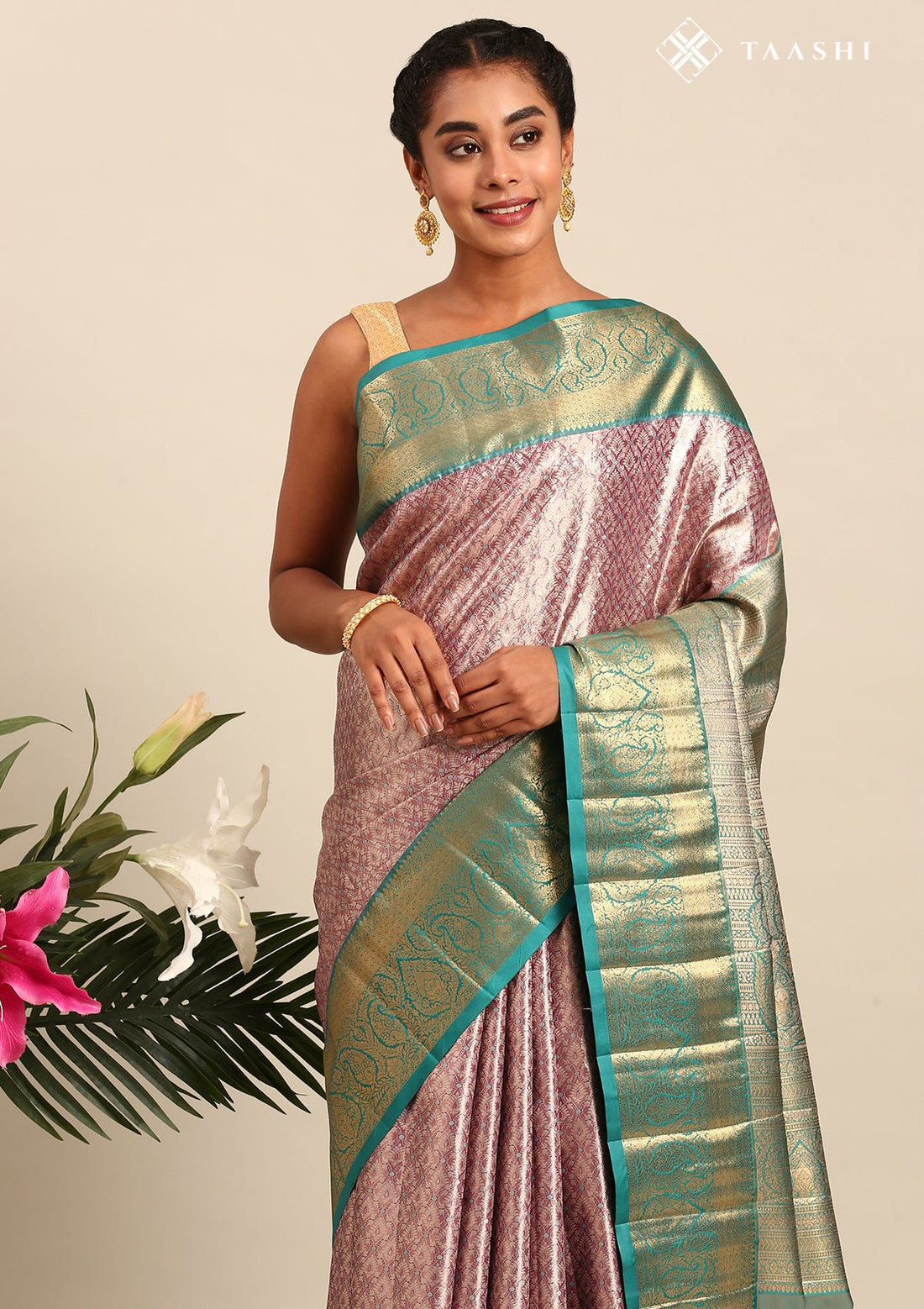 Purple Silk Korvai Tissue Kanjivaram Weave Saree