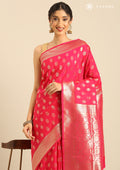 Rani Pink Allover Butta Weaving Silk Saree - Taashi