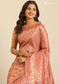 Dusty Pink Banarasi Saree - Taashi