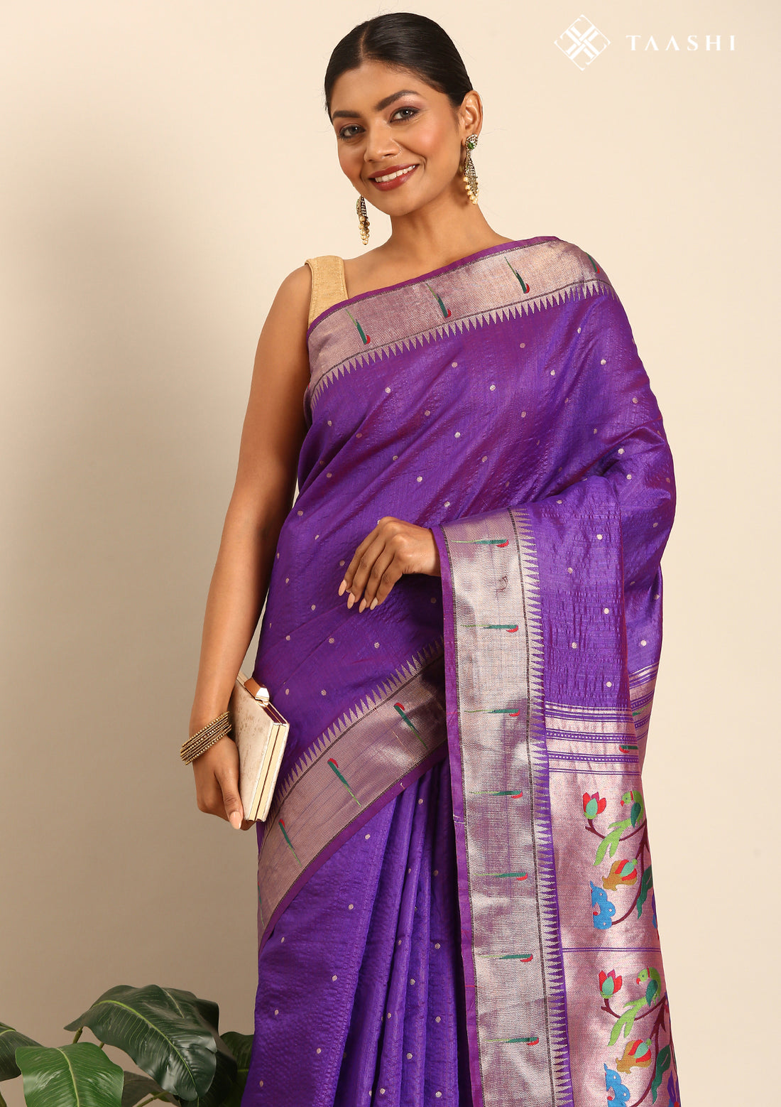 Purple Paithani Pattern Tussar Saree