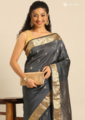 Dark Grey Butta Kanchipuram Saree - Taashi