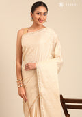 Cream Fancy Embroidery Tussar Saree - Taashi