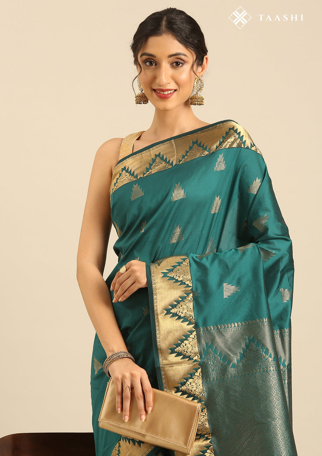 Teal Silk Kanjivaram Saree
