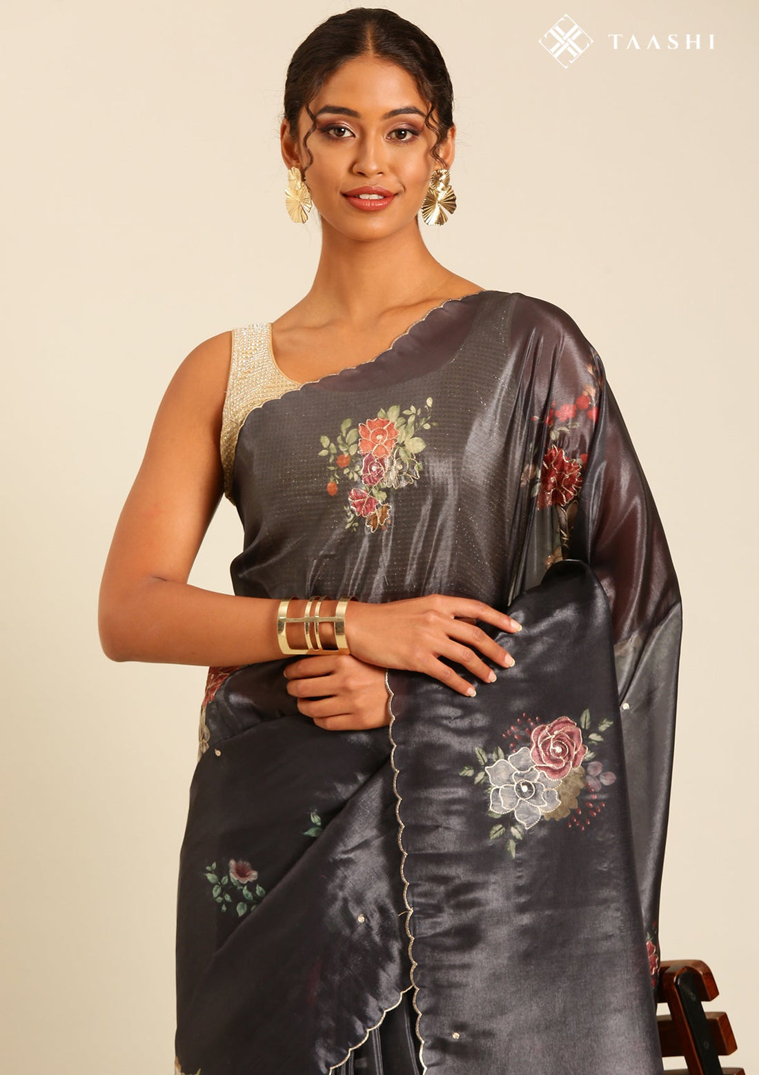 Black Organza Contemporary Printed Saree