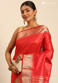 Red Paithani Pattern Tussar Saree - Taashi