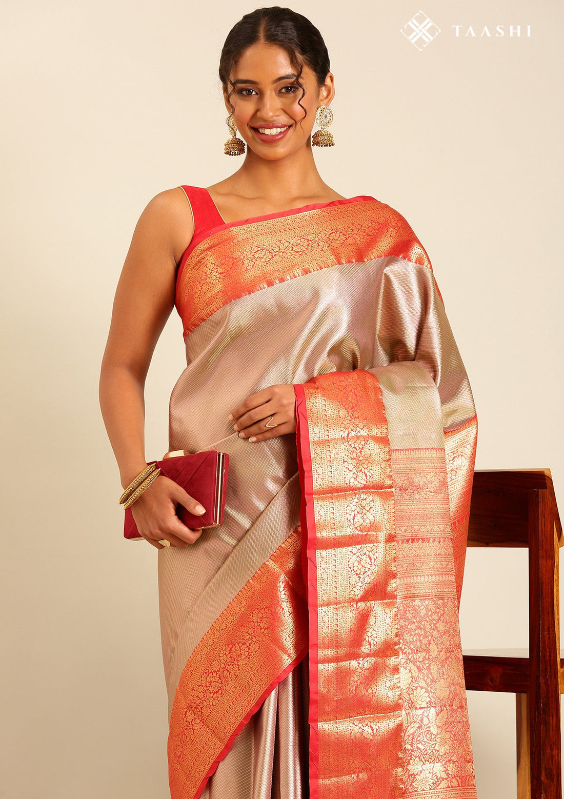Dual Colour Silk Korvai Tissue Kanjivaram Weave Saree