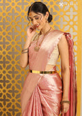 Pink Jacquard Woven Kanchipuram Saree - Taashi