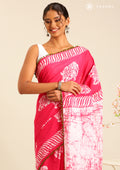 Pink Batik Elephant Printed Cotton Saree - Taashi