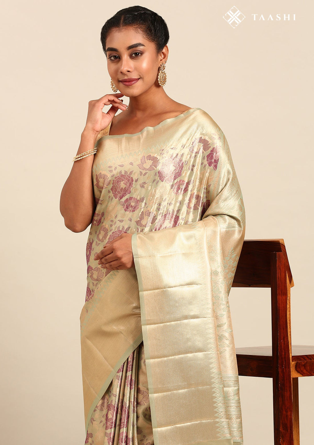 Pastel Green Silk Ottu Tissue Kanjivaram Weave Saree