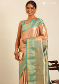 Copper And Teal Kanchipuram Saree - Taashi