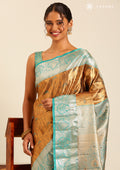 Dark Copper Jacquard Pattern Kanchipuram Saree - Taashi