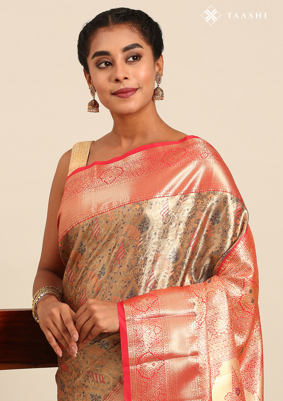 Dark Blue And Red Kanchipuram Saree