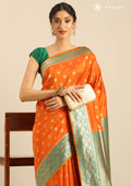 Orange Allover Butta Weaving Silk Saree - Taashi